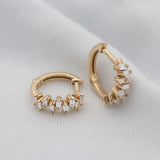 14K Gold Baguette Diamond Hoop Earrings