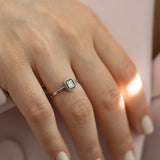 14K White Gold Baguette and Round Diamond Engagament Ring