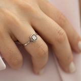 14K White Gold Baguette and Round Diamond Engagament Ring