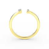 14K Gold Baguette and Round Micro Pave Cuff Ring